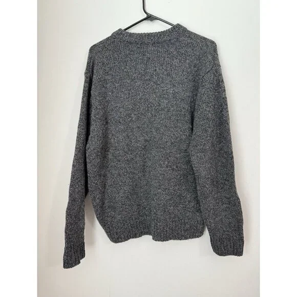 LL Bean 100% Lambs Wool Men's Classic Ragg Sweater Henley Pullover Gray Medium - Picture 7 of 9